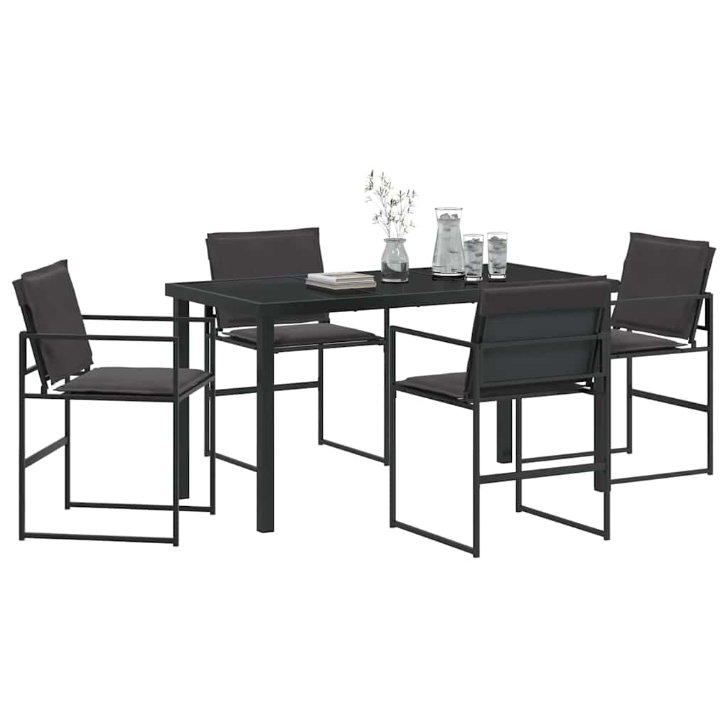 Garden Dining Set 5 pcs Black 140 x 70 x 73 cm