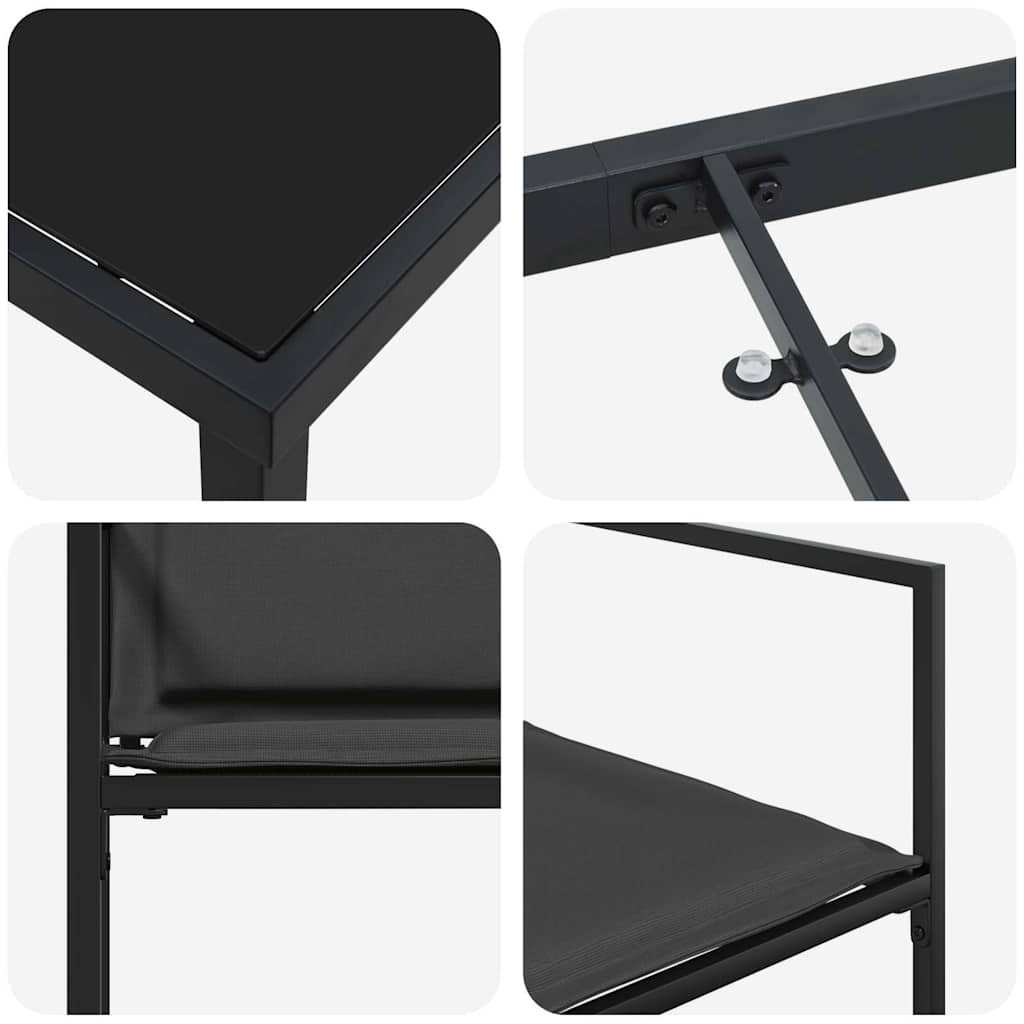 Garden Dining Set 5 pcs Black 160 x 80 x 73 cm