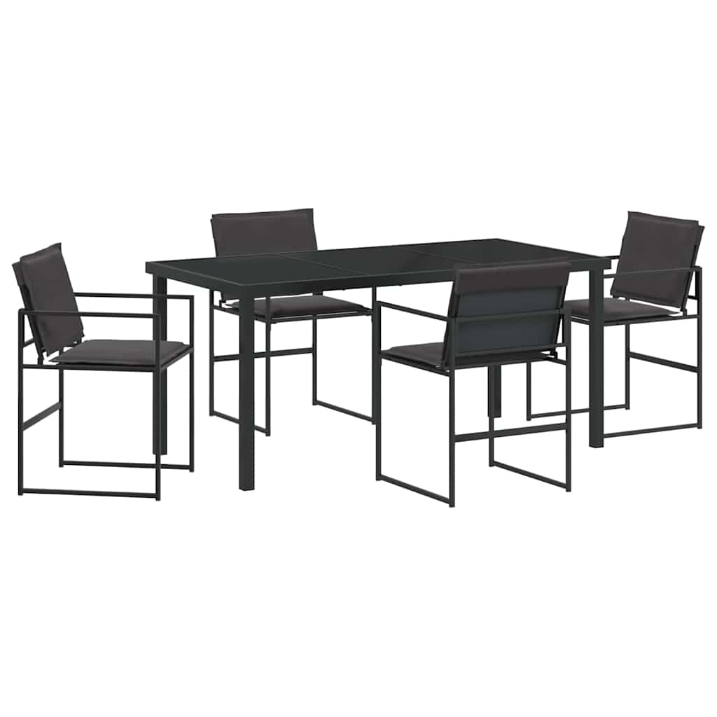 Garden Dining Set 5 pcs Black 160 x 80 x 73 cm