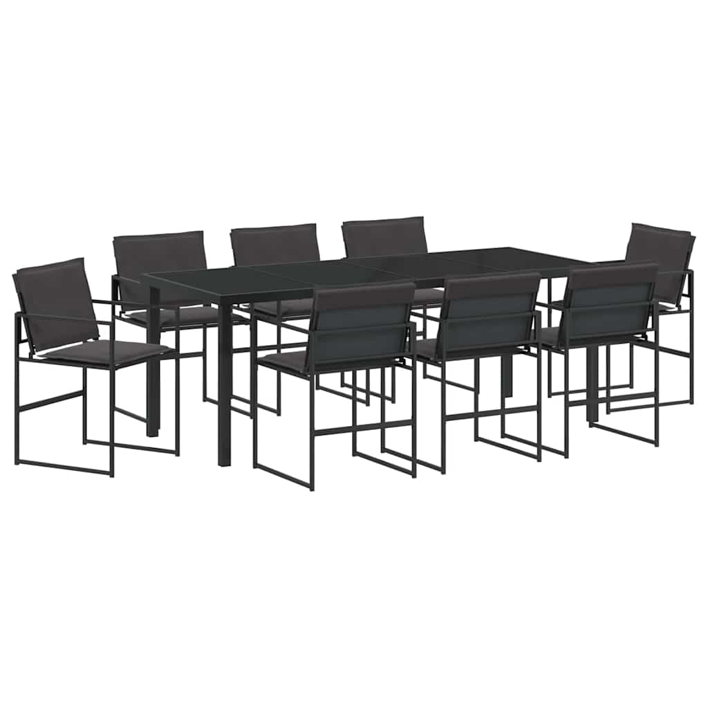 Garden Dining Set 9 pcs Black Textilene and Steel