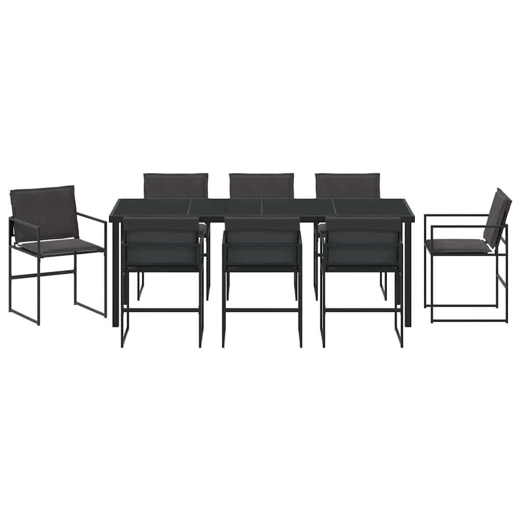 Garden Dining Set 9 pcs Black Textilene and Steel