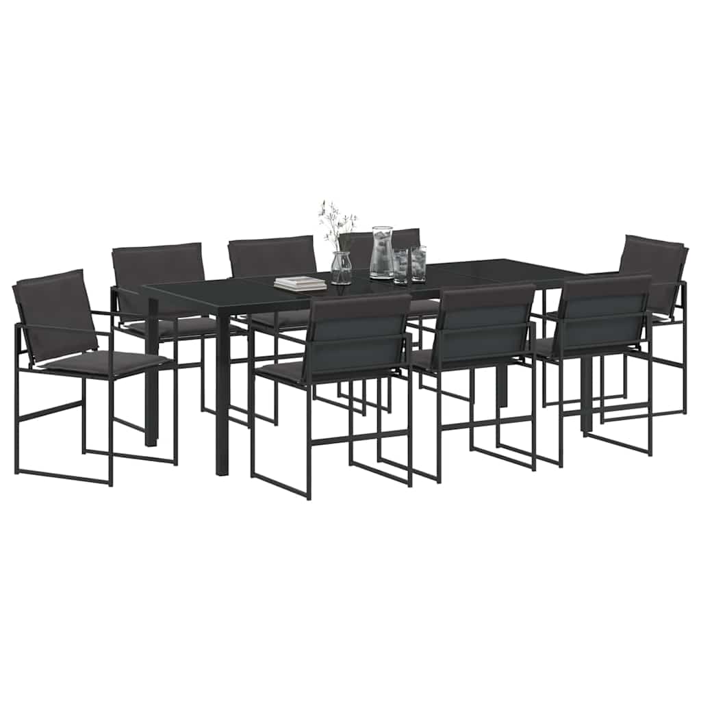 Garden Dining Set 9 pcs Black Textilene and Steel
