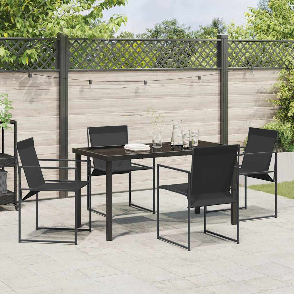 Garden Dining Set 5 pcs Black Textilene and Steel