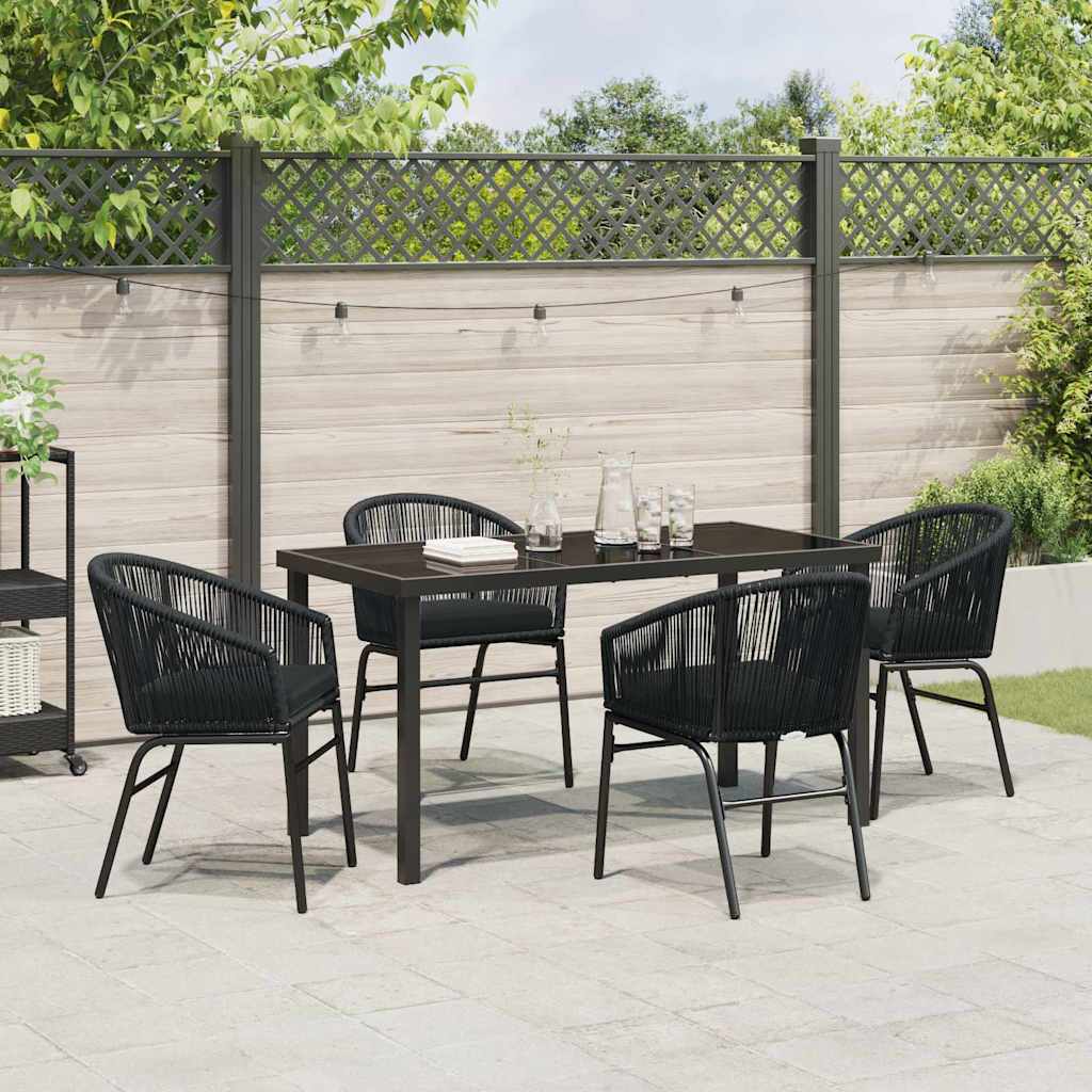 Garden Dining Set 5 pcs Black Powder-Coated Steel