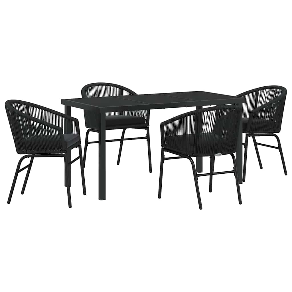 Garden Dining Set 5 pcs Black Powder-Coated Steel
