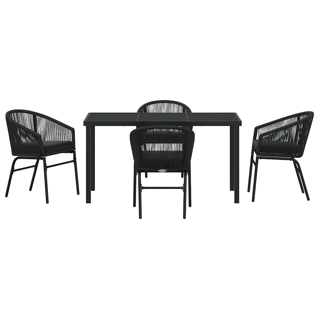 Garden Dining Set 5 pcs Black Powder-Coated Steel