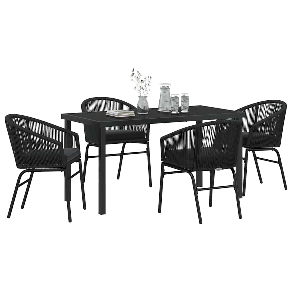 Garden Dining Set 5 pcs Black Powder-Coated Steel
