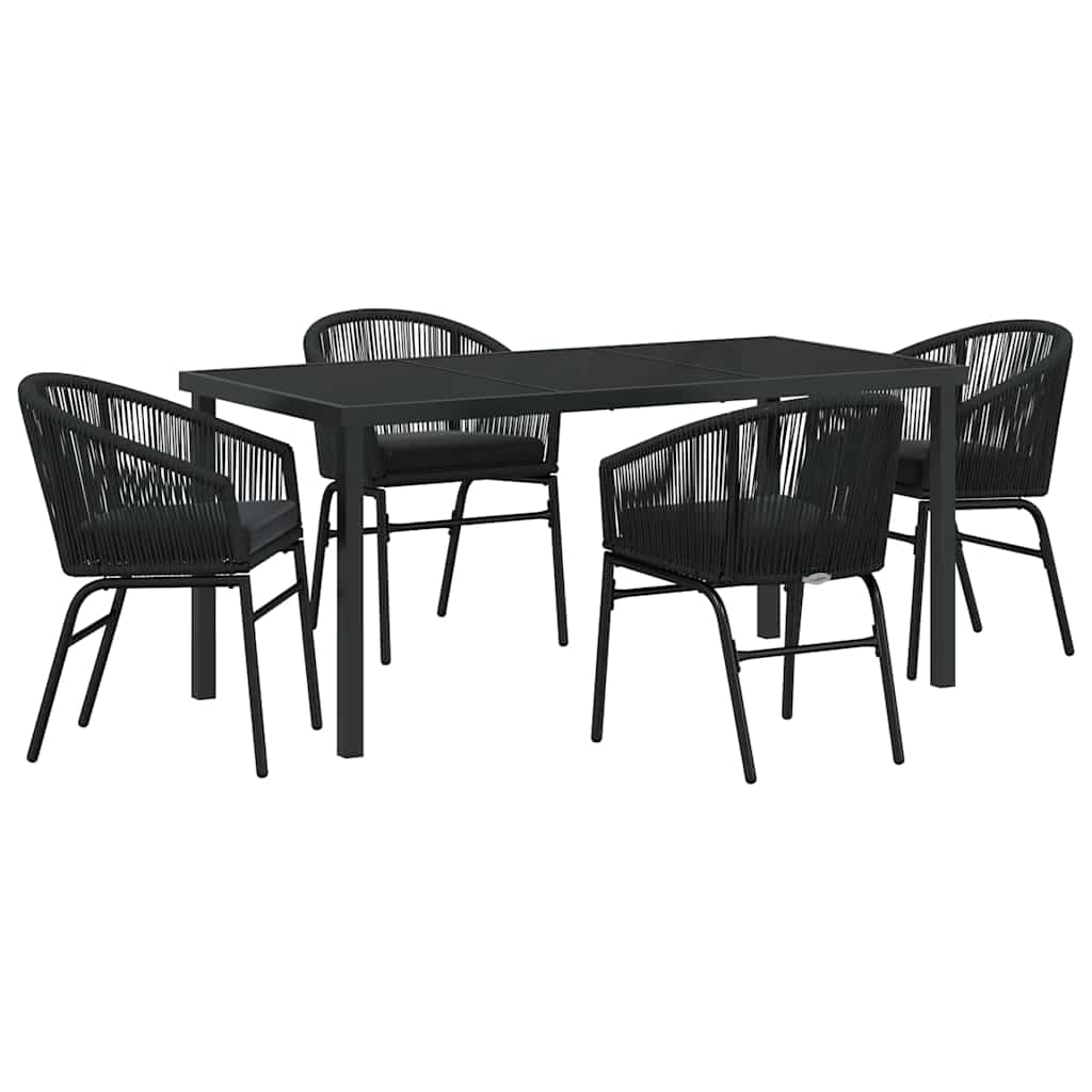 Garden Dining Set 5 pcs Black Powder-Coated Steel