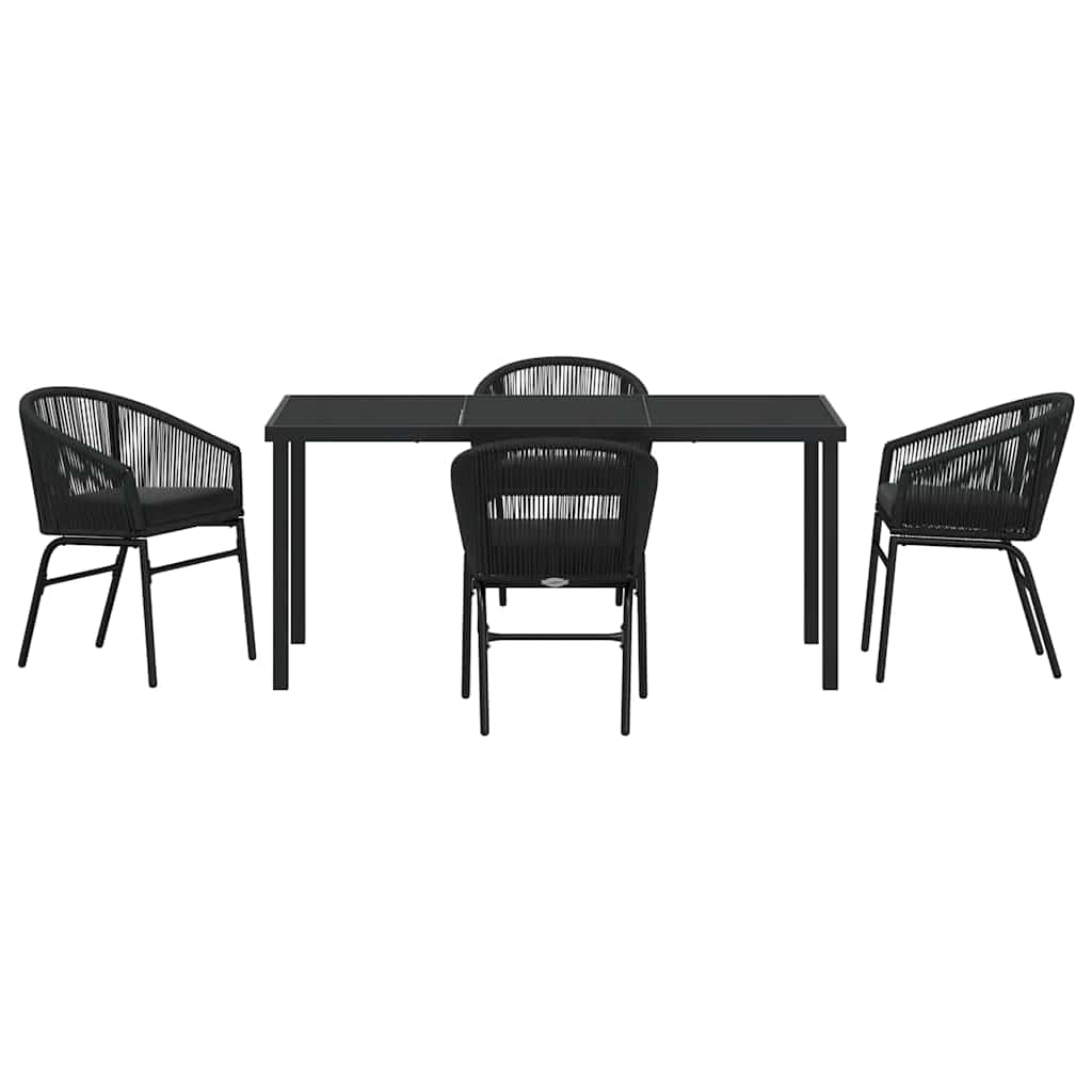 Garden Dining Set 5 pcs Black Powder-Coated Steel