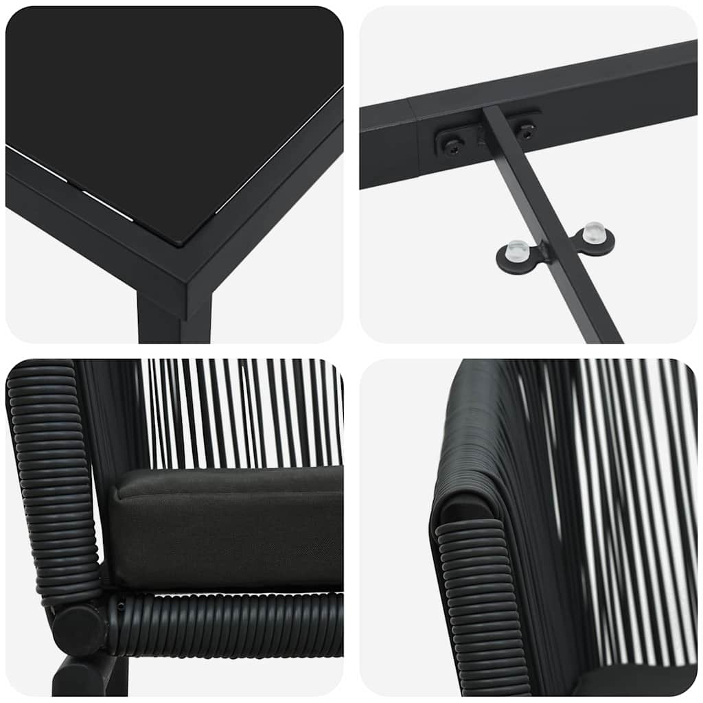 Garden Dining Set 7 pcs Black Powder-Coated Steel