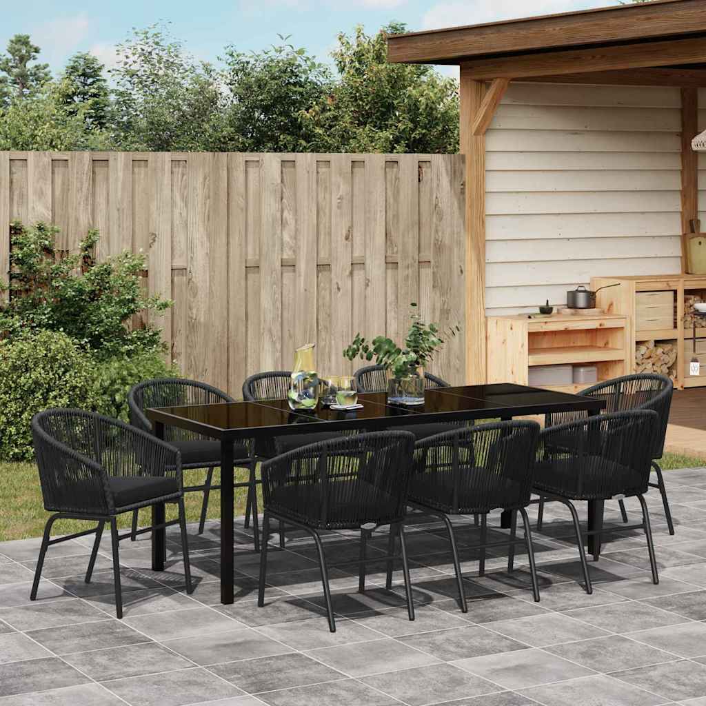 Garden Dining Set 9 pcs Black Powder-Coated Steel
