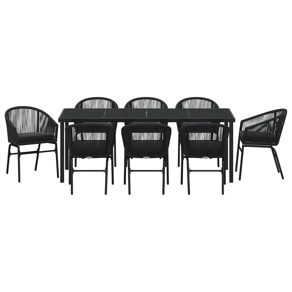 Garden Dining Set 9 pcs Black Powder-Coated Steel