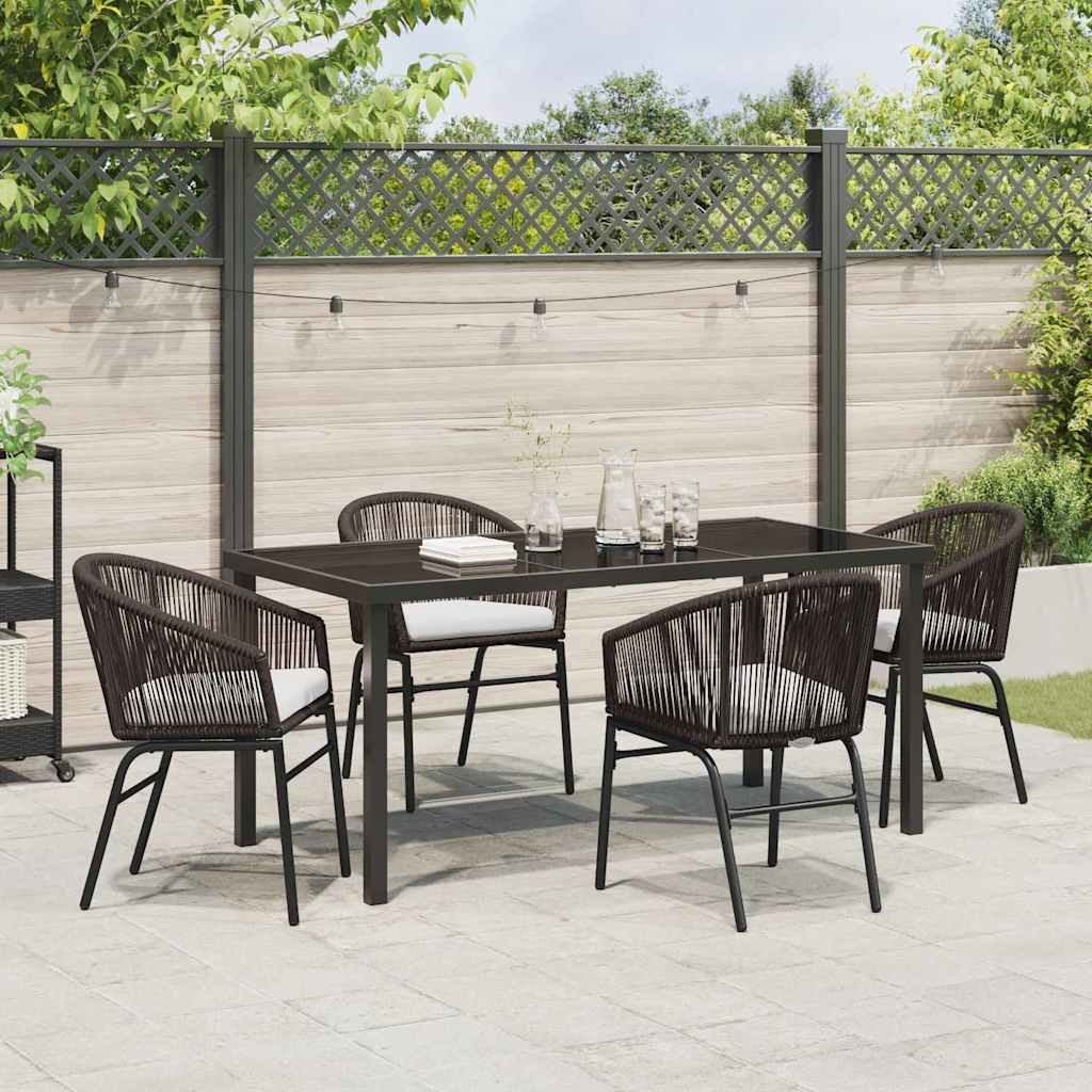 Garden Dining Set 5 pcs Brown Powder-Coated Steel