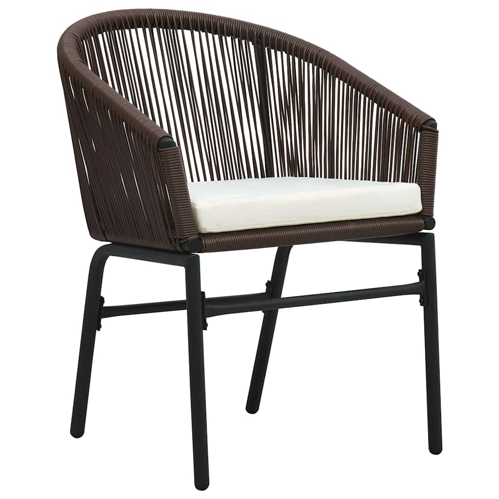 Garden Dining Set 7 pcs Brown Powder-Coated Steel