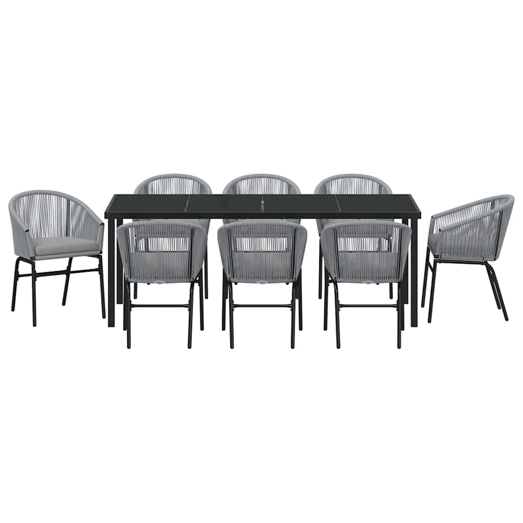 Garden Dining Set 9 pcs Anthracite Powder-Coated Steel
