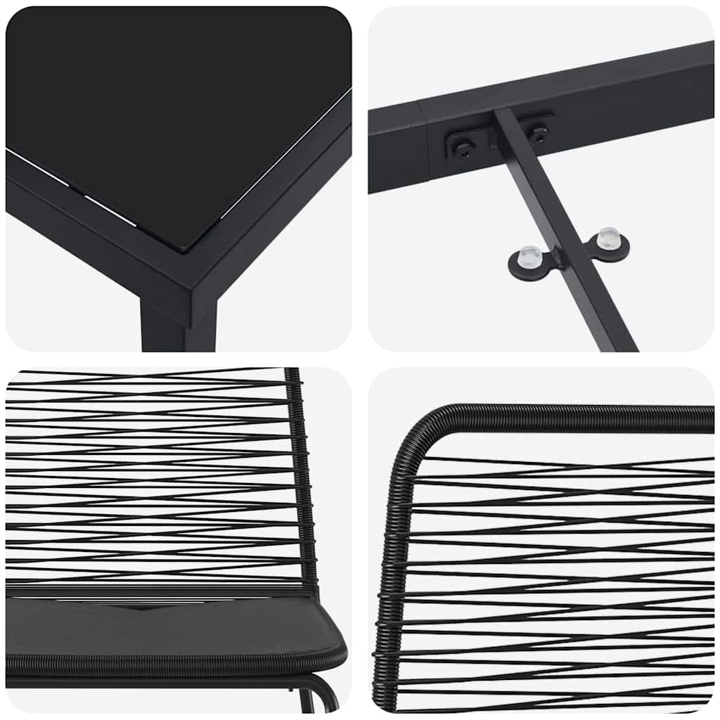 Garden Dining Set 7 pcs Black Powder-Coated Steel