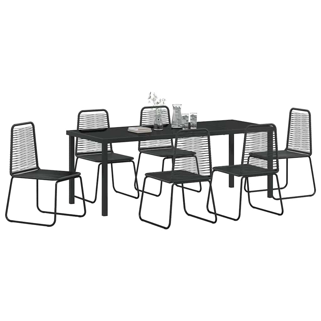 Garden Dining Set 7 pcs Black Powder-Coated Steel