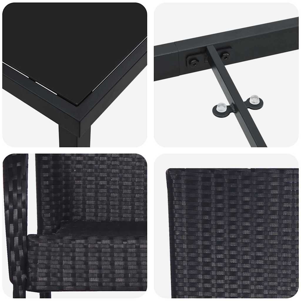 Garden Dining Set 3 pcs Black Powder-Coated Steel