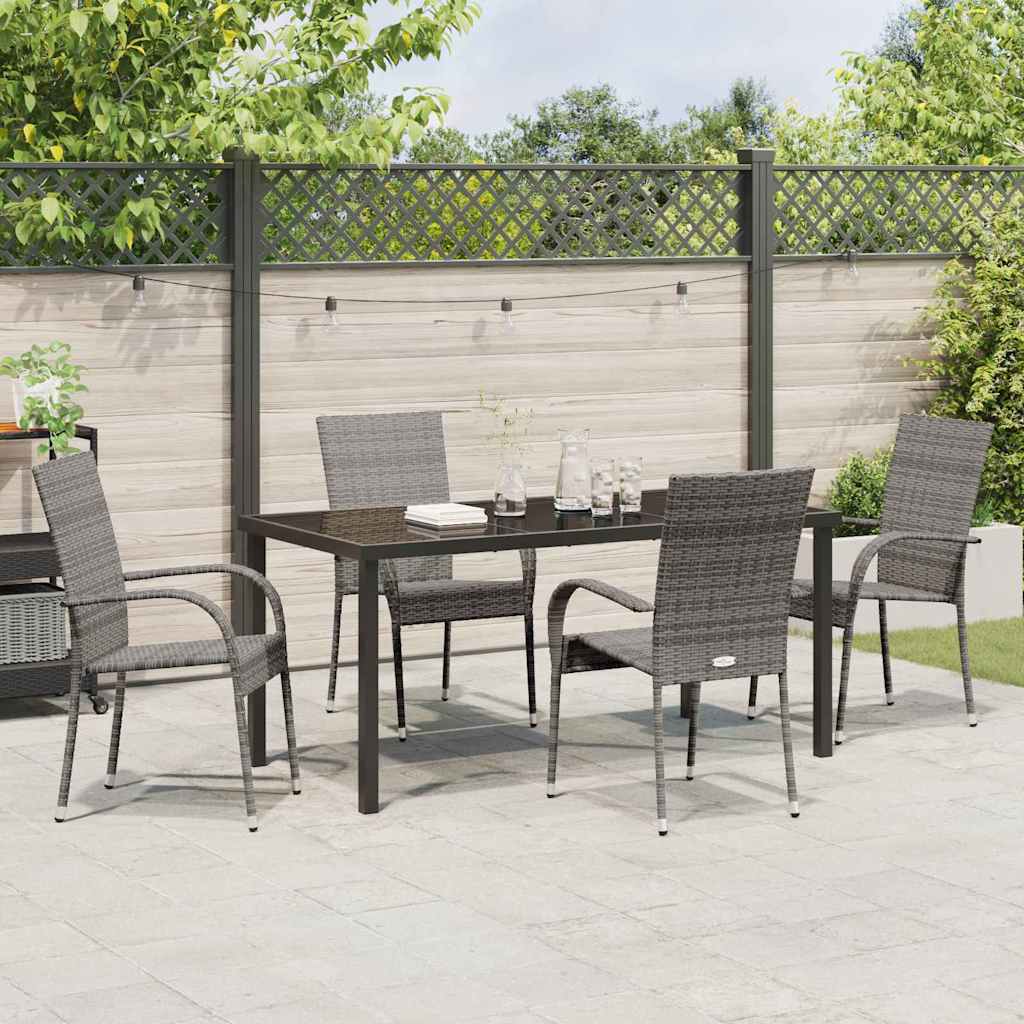 Garden Dining Set 5 pcs Grey Powder-Coated Steel
