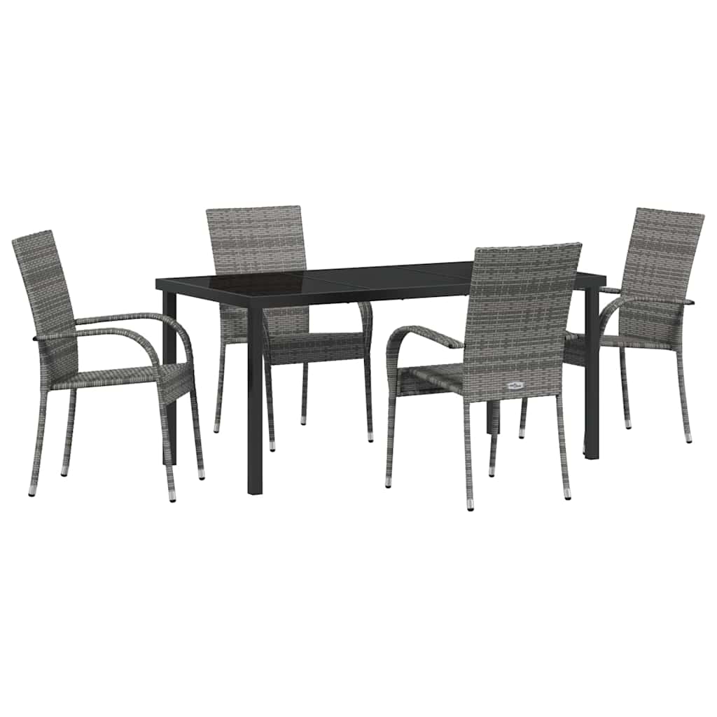 Garden Dining Set 5 pcs Grey Powder-Coated Steel