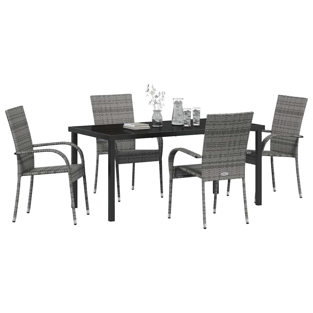 Garden Dining Set 5 pcs Grey Powder-Coated Steel