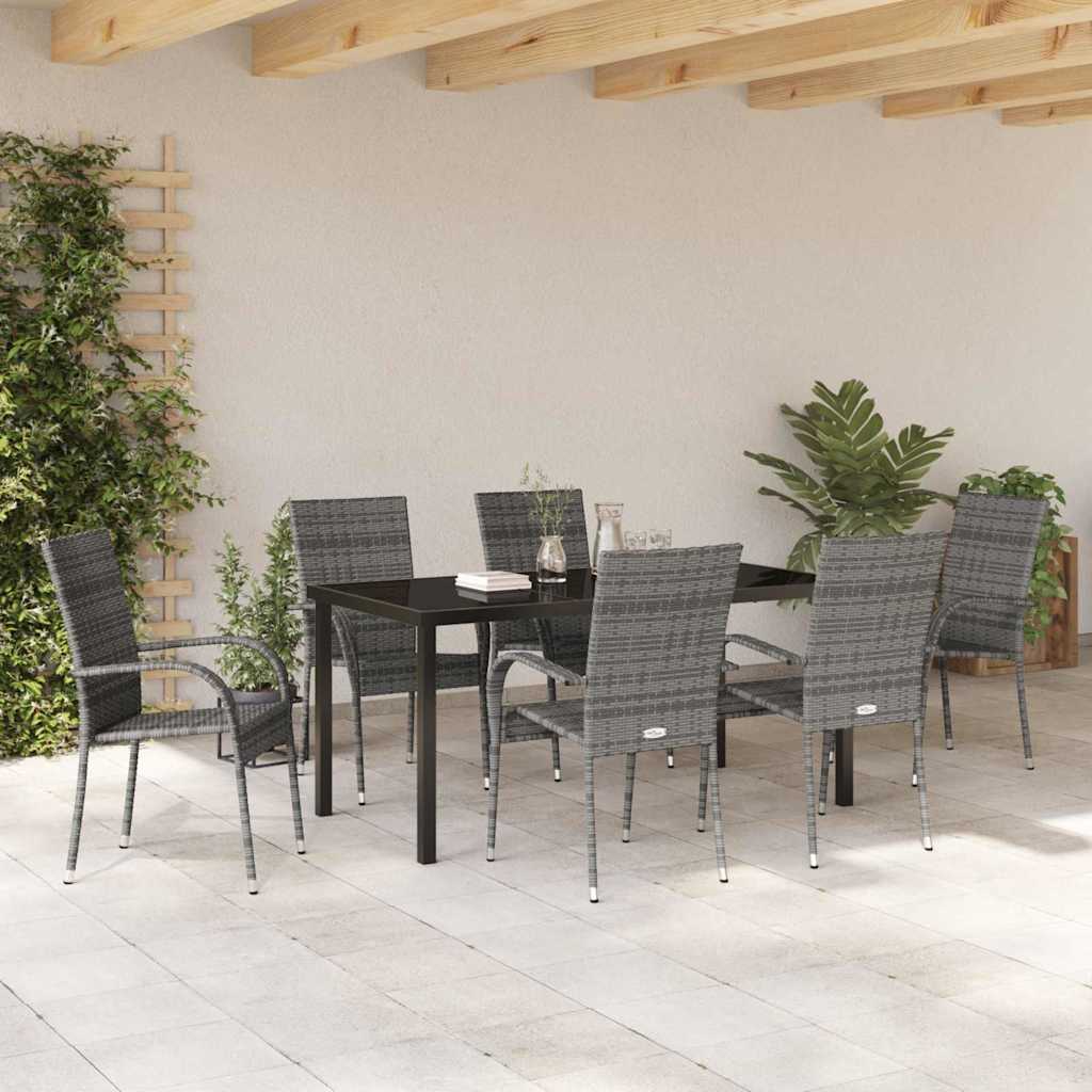 Garden Dining Set 7 pcs Grey Powder-Coated Steel