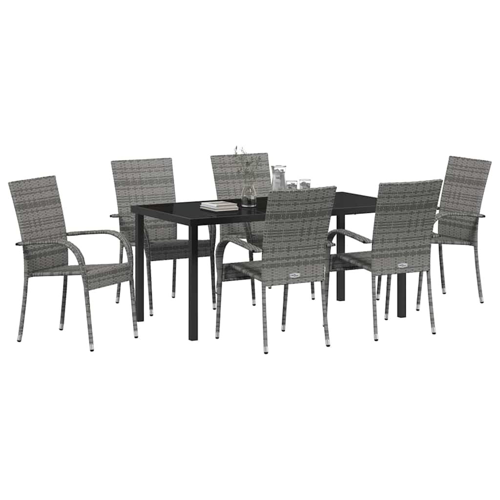 Garden Dining Set 7 pcs Grey Powder-Coated Steel