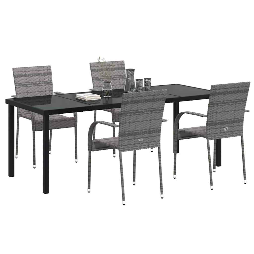 Garden Dining Set 5 pcs Grey Powder-Coated Steel