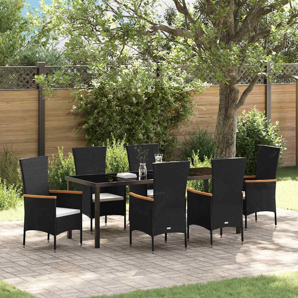 Garden Dining Set 7 pcs Black Powder-Coated Steel