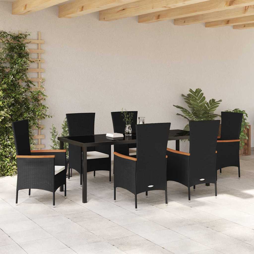 Garden Dining Set 7 pcs Black Powder-Coated Steel