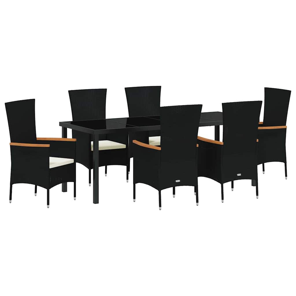 Garden Dining Set 7 pcs Black Powder-Coated Steel