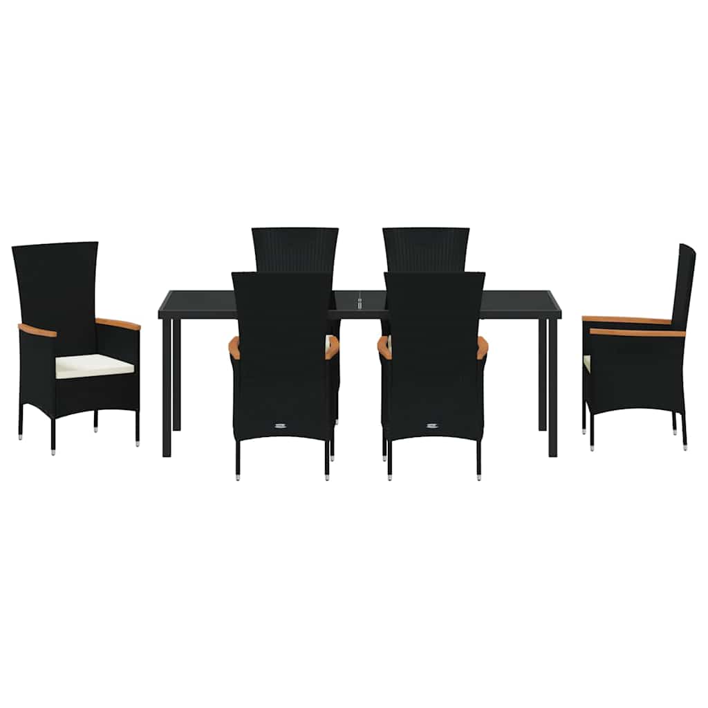 Garden Dining Set 7 pcs Black Powder-Coated Steel