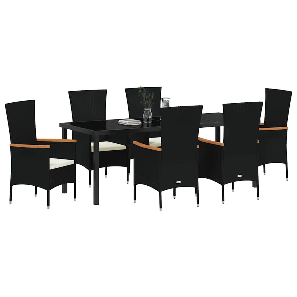 Garden Dining Set 7 pcs Black Powder-Coated Steel