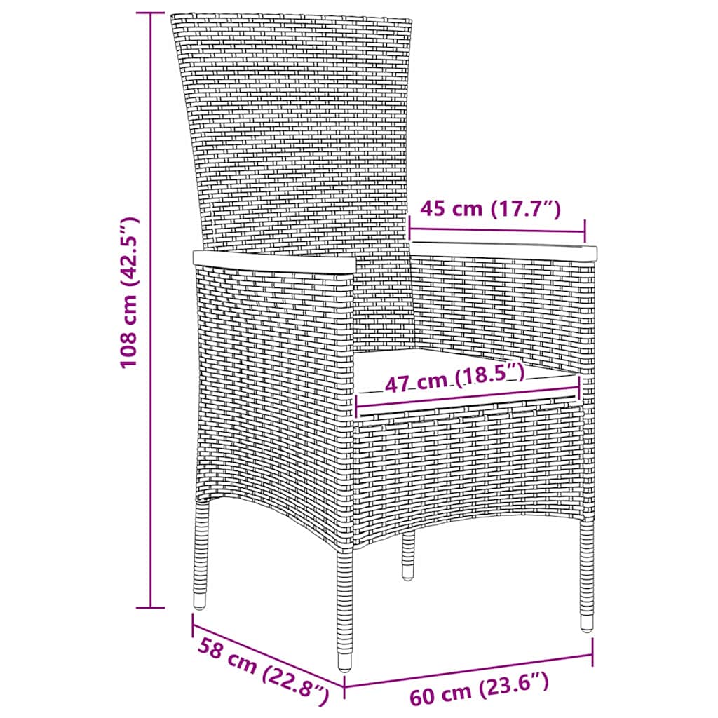 Garden Dining Set 7 pcs Black Powder-Coated Steel