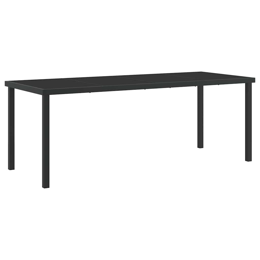 Garden Dining Set with Cushion 9 pcs Black Powder-Coated Steel