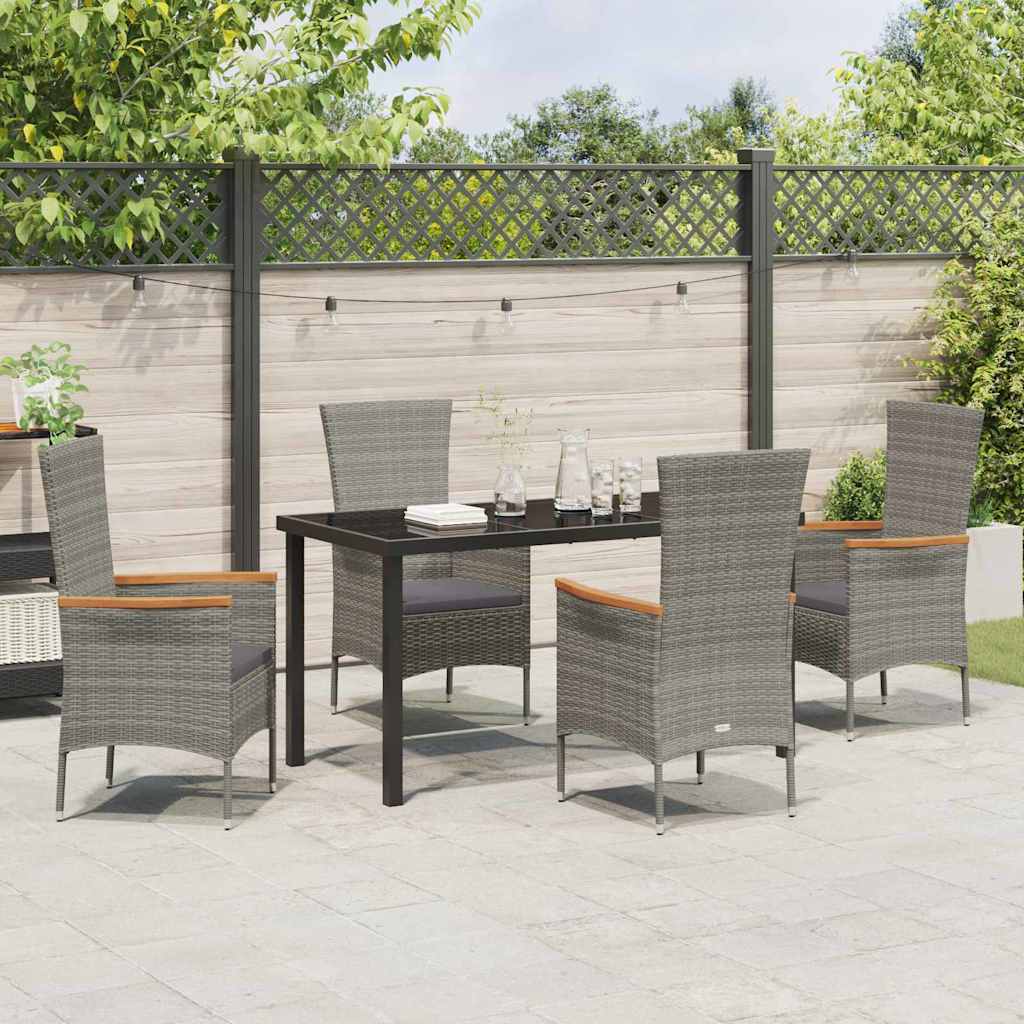 Garden Dining Set with Cushion 5 pcs Grey Powder-Coated Steel