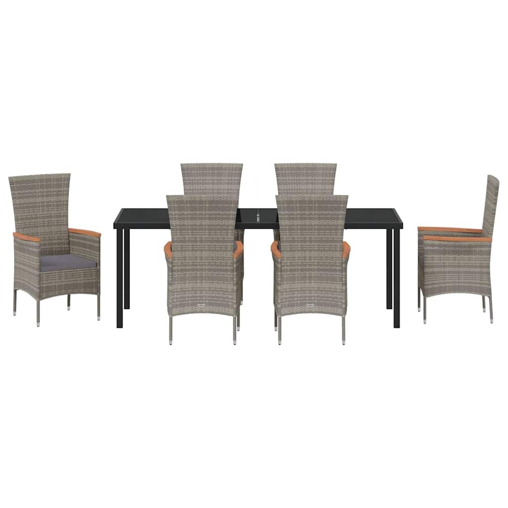Garden Dining Set 7 pcs Grey Powder-Coated Steel