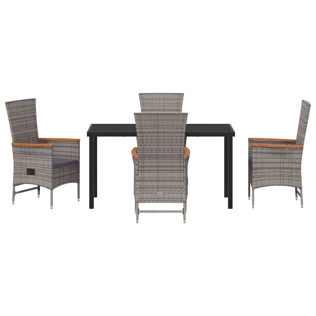Garden Dining Set with Cushion 5 pcs Grey Powder-Coated Steel