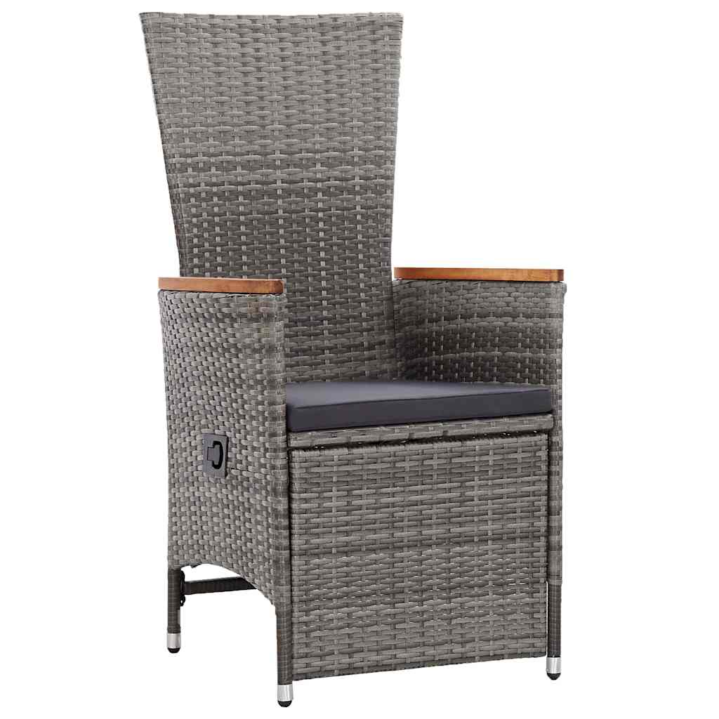 Garden Dining Set with Cushion 5 pcs Grey Poly Rattan