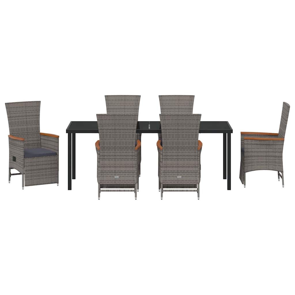 Garden Dining Set 7 pcs Grey Poly Rattan