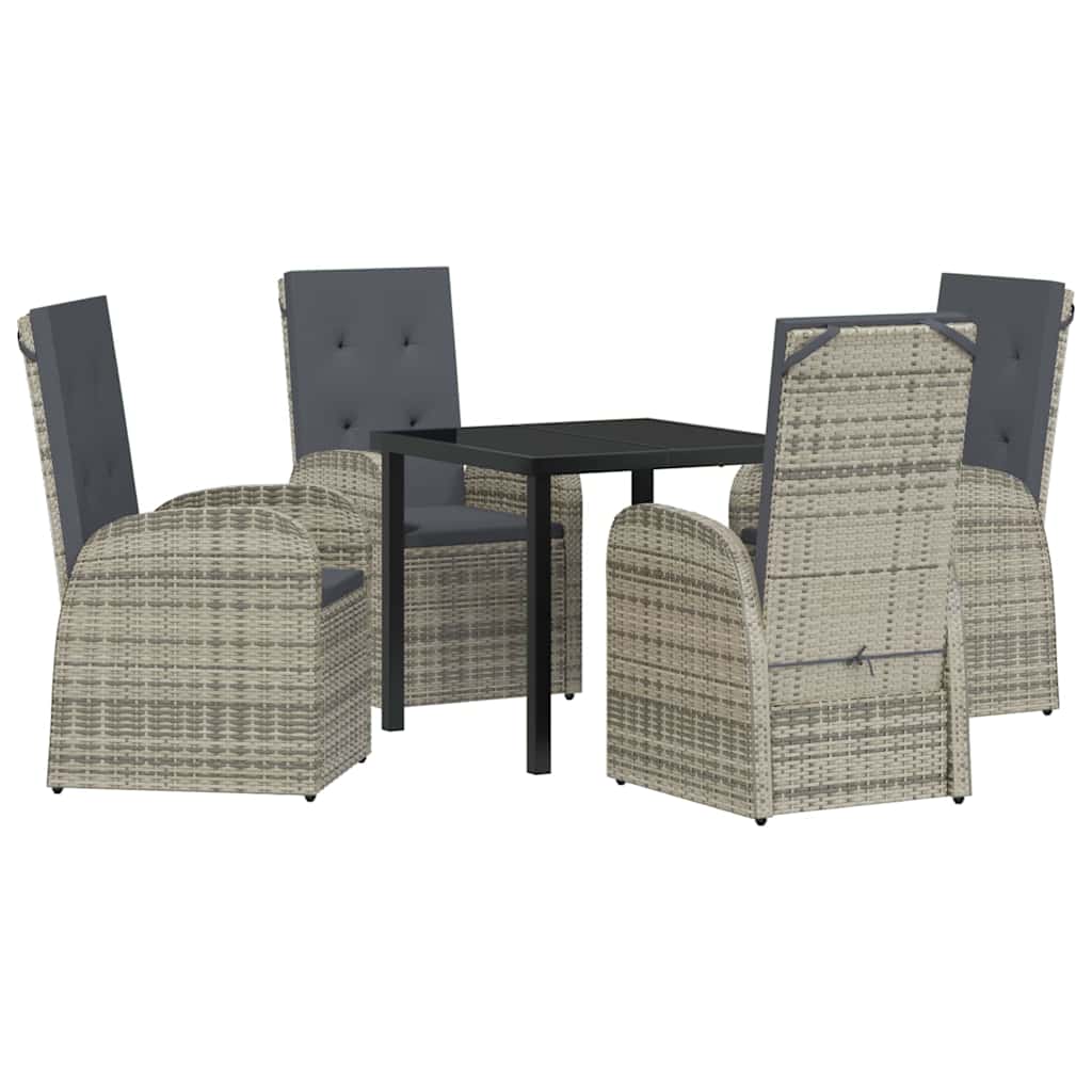 Garden Dining Set with Cushion 5 pcs Grey Poly Rattan