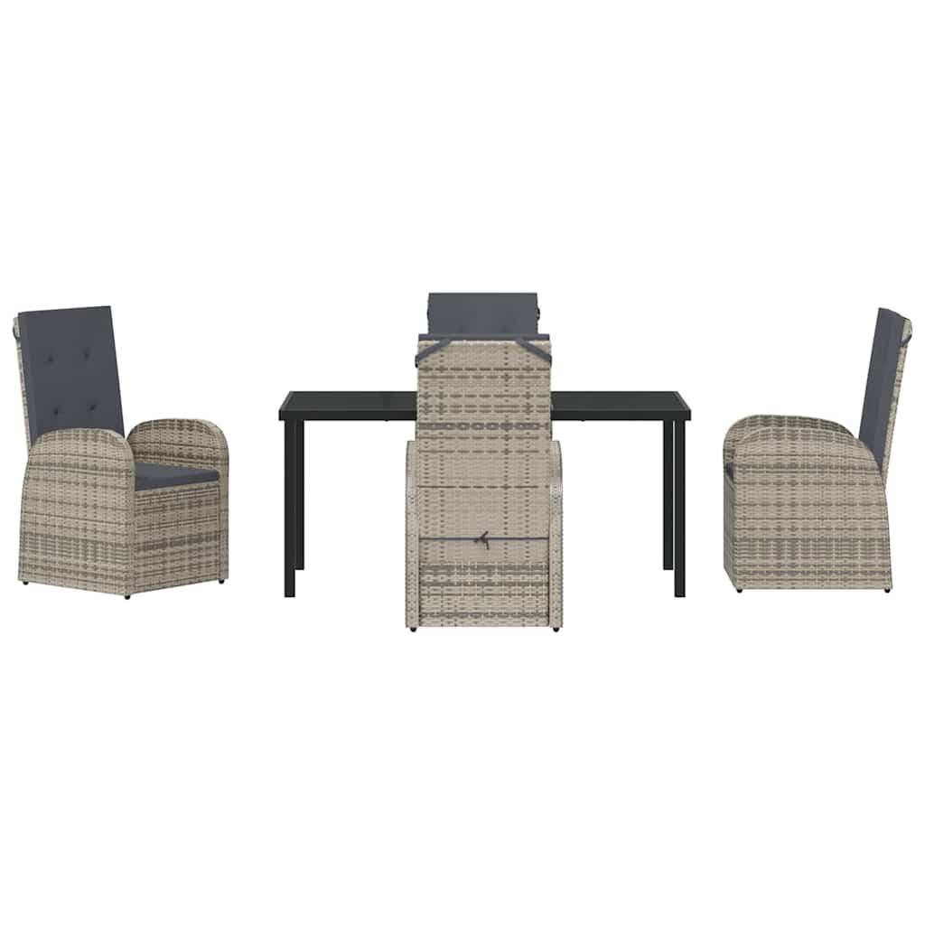 Garden Dining Set with Cushion 5 pcs Grey Poly Rattan
