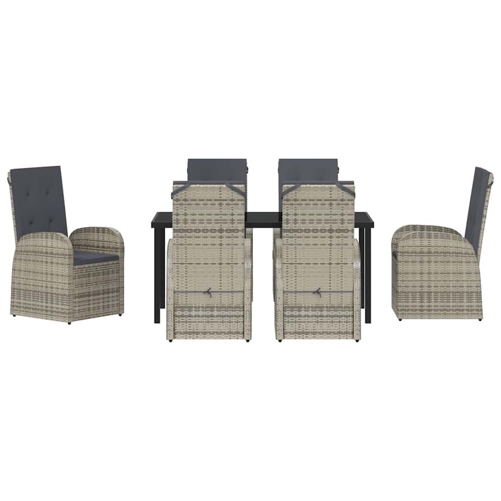 Garden Dining Set with Cushion 7 pcs Grey Poly Rattan