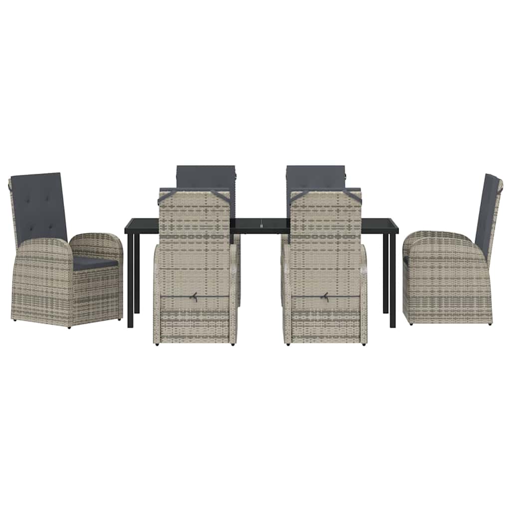 Garden Dining Set with Cushion 7 pcs Grey Poly Rattan