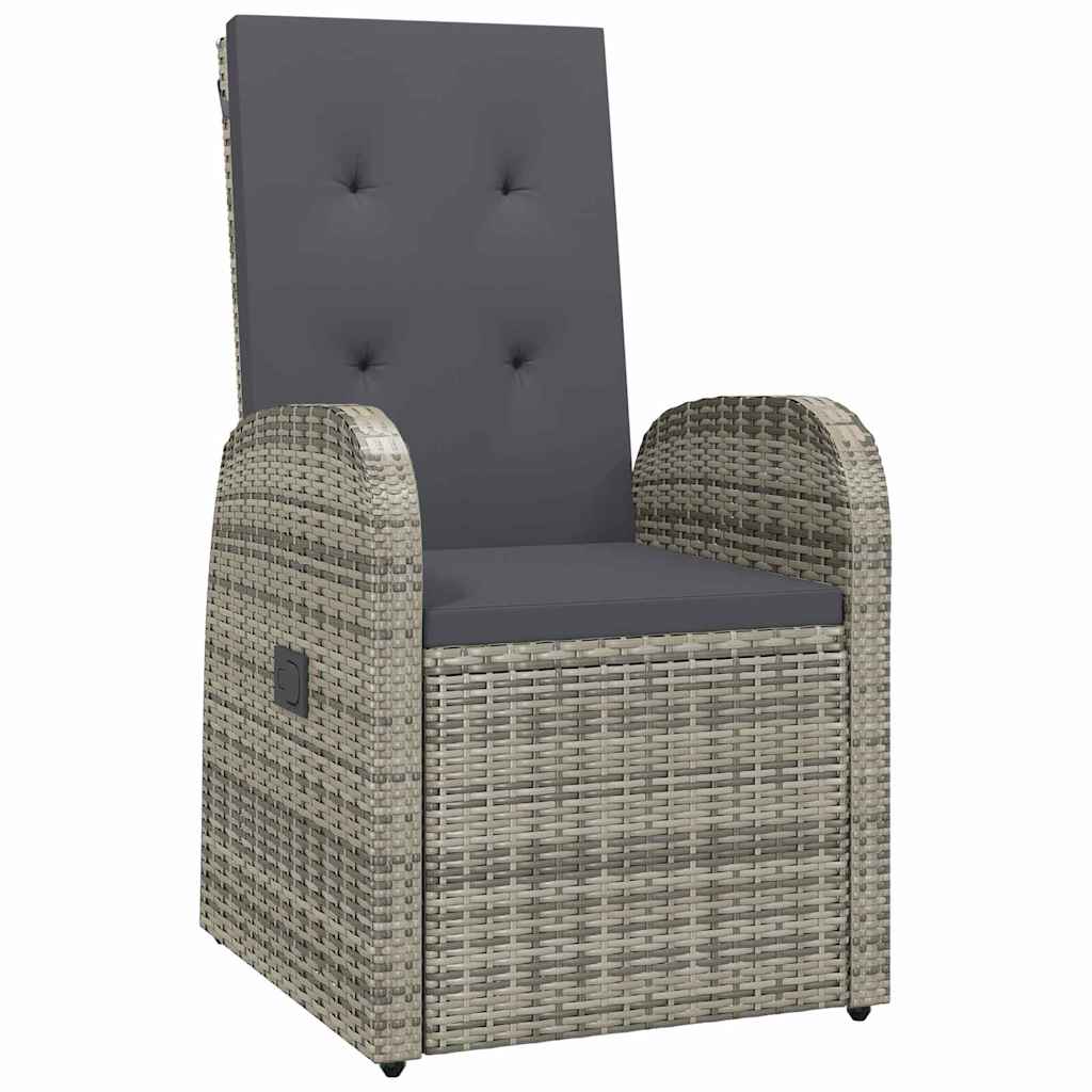 Garden Dining Set with Cushion 9 pcs Grey Poly Rattan