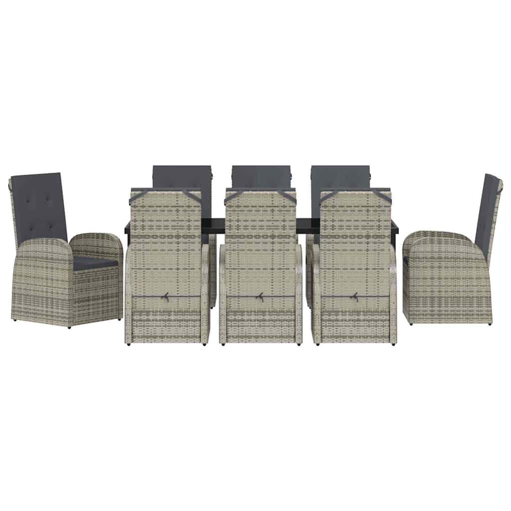 Garden Dining Set 9 pcs Grey Poly Rattan