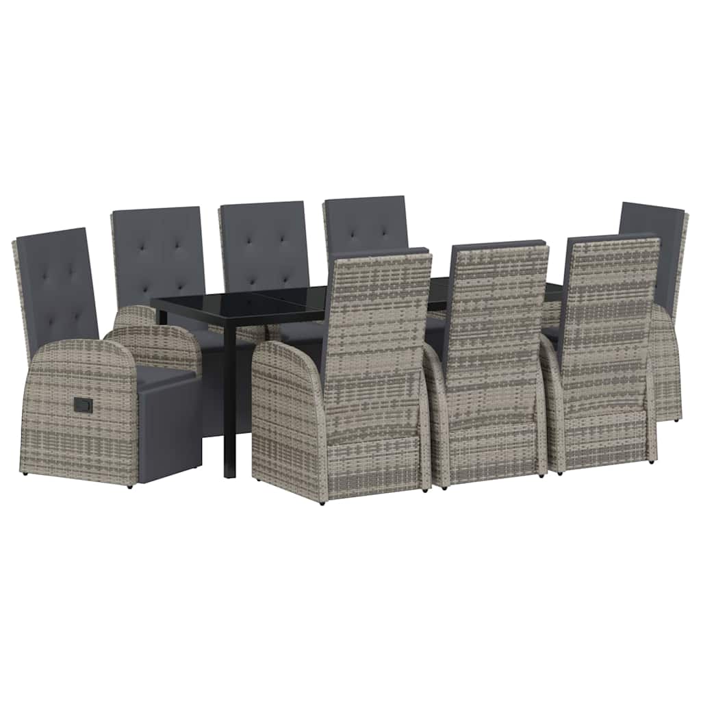 Garden Dining Set 9 pcs Grey Poly Rattan