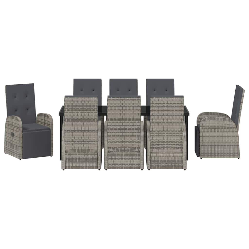 Garden Dining Set 9 pcs Grey Poly Rattan