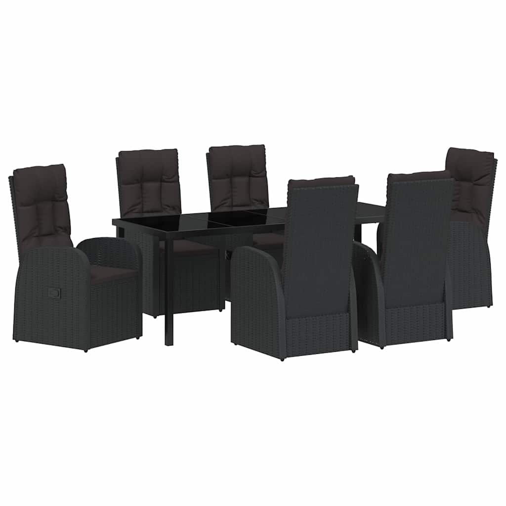 Garden Dining Set 7 pcs Black Poly Rattan