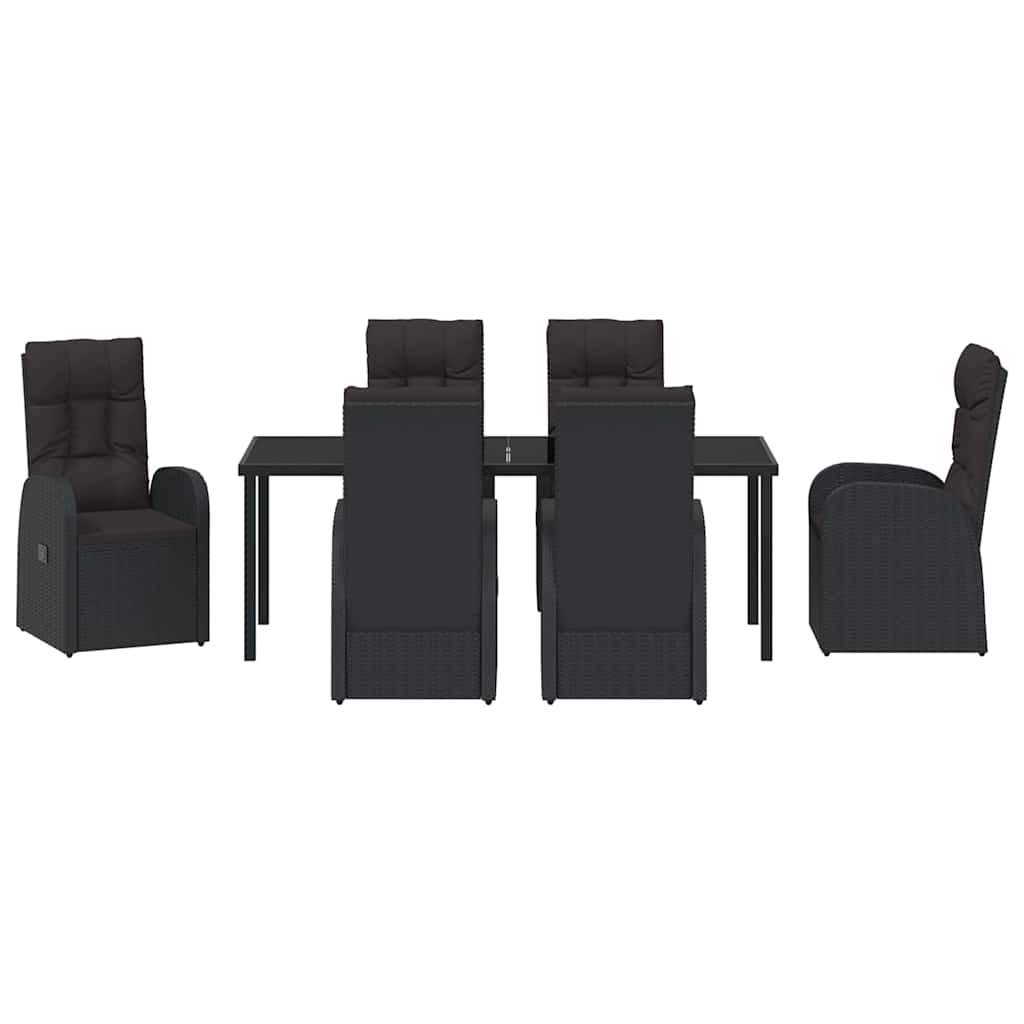 Garden Dining Set 7 pcs Black Poly Rattan